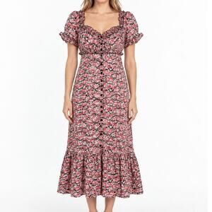Dress Forum LA Floral Puff Sleeve Maxi Dress M